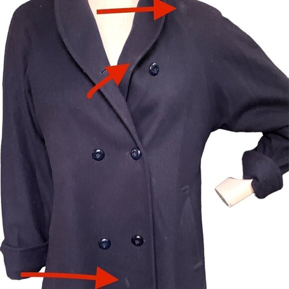 VTG L.C. Mae Wool Double Breasted Peacoat/Trenchcoat S/M Navy Blue 123E - Picture 8 of 10